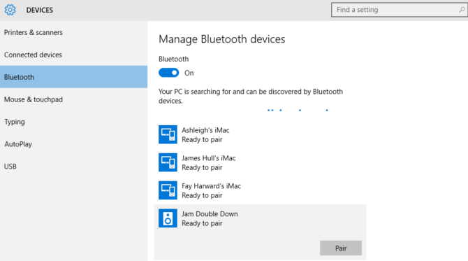 share internet connection bluetooth settings