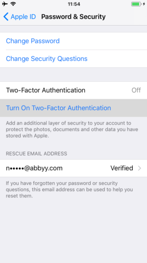 Protect data confidentiality Apple ID 