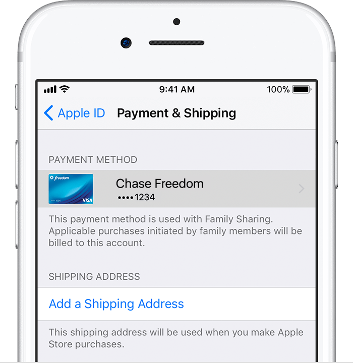 payment and shipping apple id