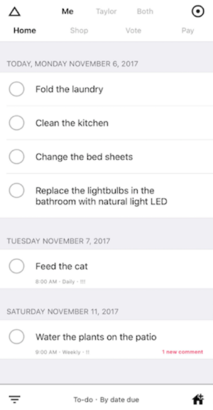 tasks for sharing chores