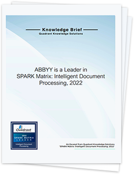 ABBYY is Leader in SPARK Matrix: Intelligent Document Processing (IDP), 2022